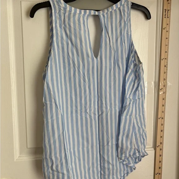 Blue and White Striped Sleeveless Top - Picture 2 of 3